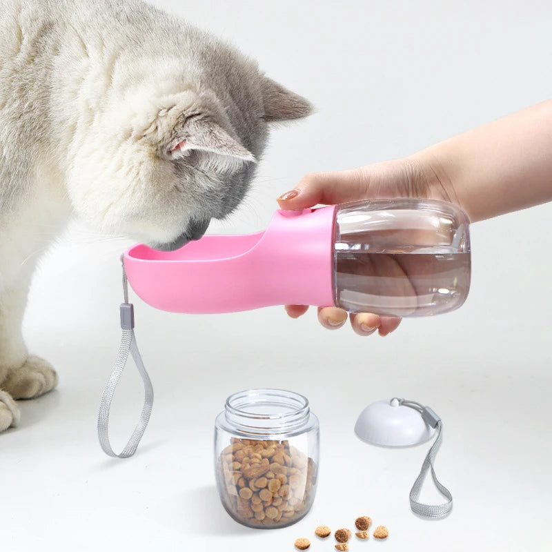 Bouteille d'eau portable pour chiens avec récipient pour nourriture