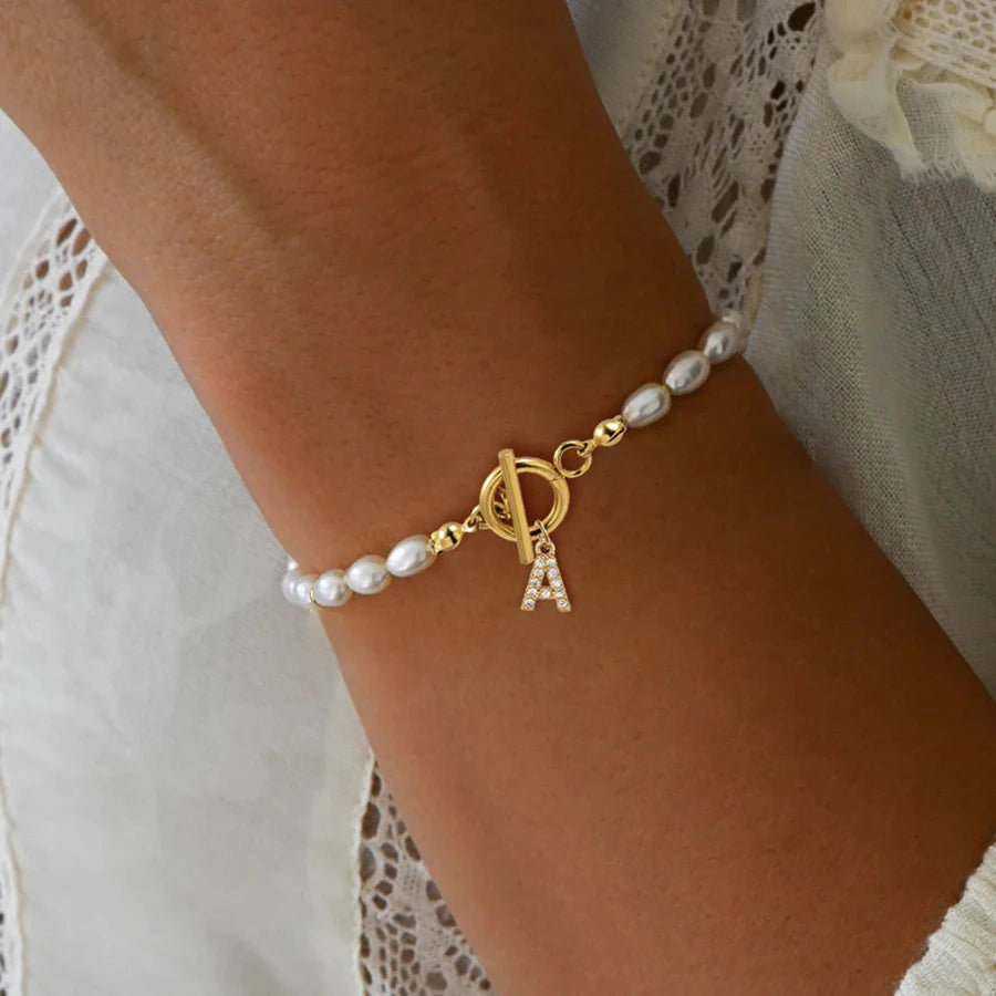 Bracelet pavé de zircons avec 26 initiales