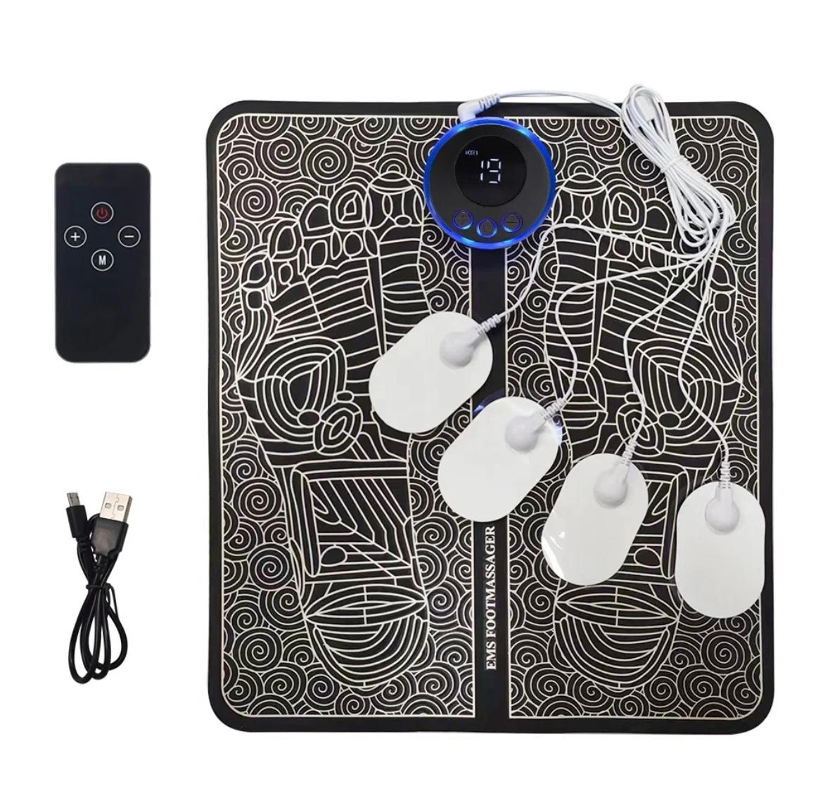 Paillasson EMS avec 4 pads et télécommande - 8 modes et 19 intensités - pliable
