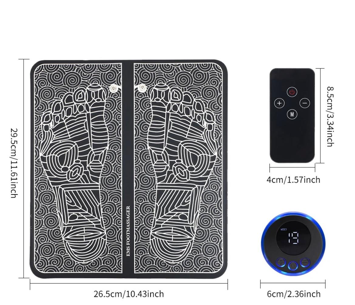 Paillasson EMS avec 4 pads et télécommande - 8 modes et 19 intensités - pliable