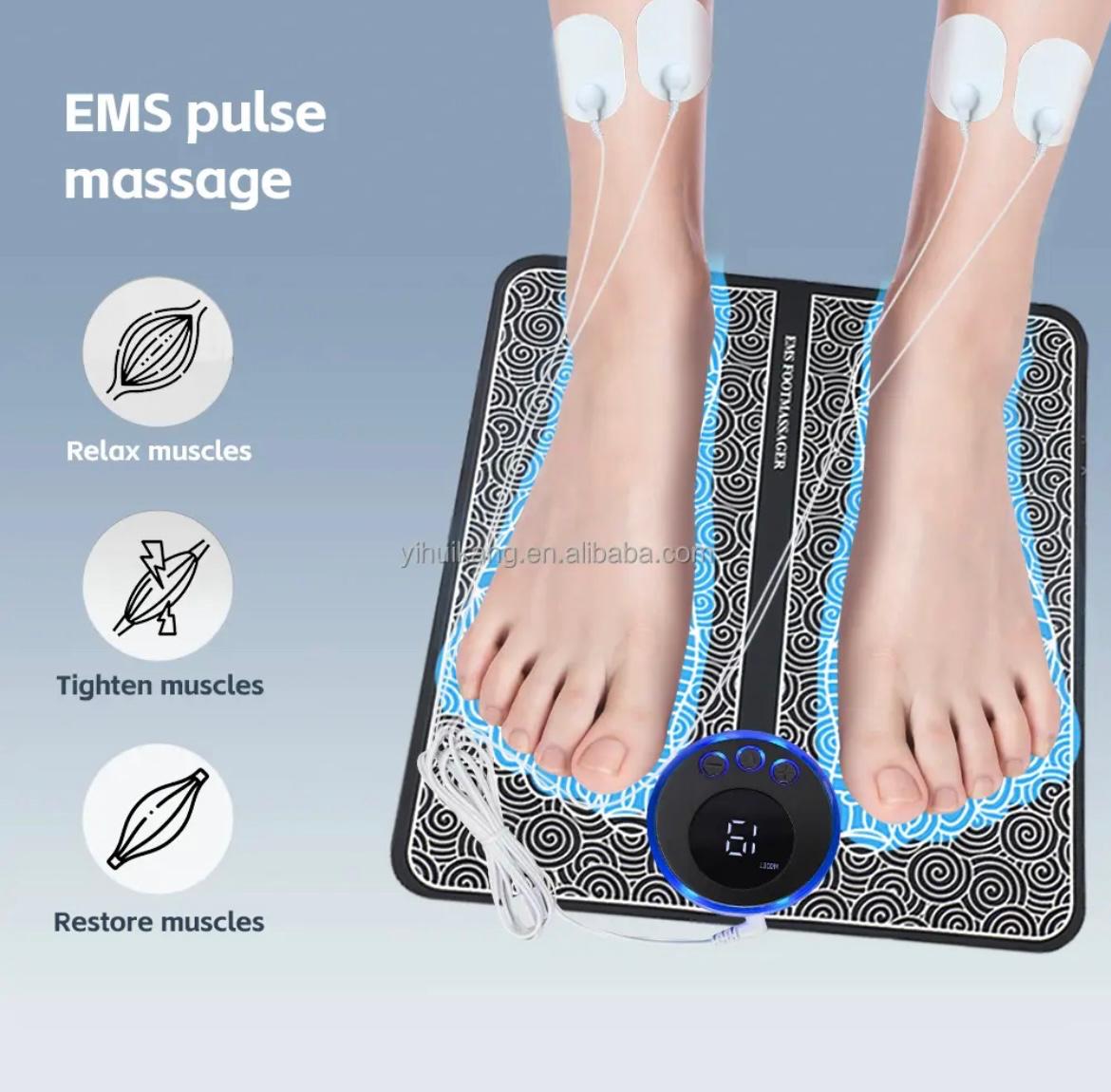 Paillasson EMS avec 4 pads et télécommande - 8 modes et 19 intensités - pliable