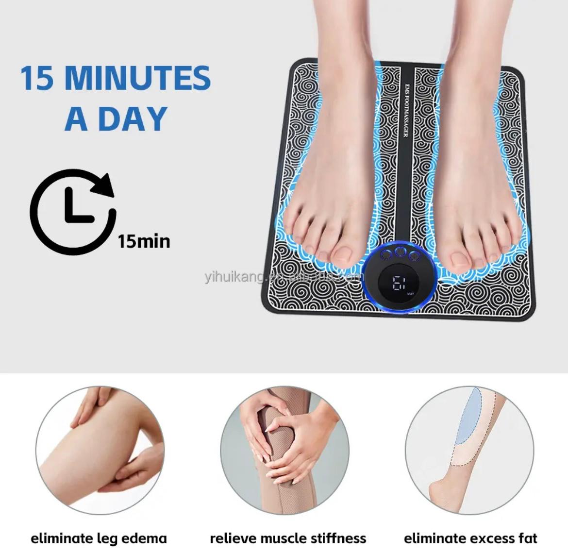 Paillasson EMS avec 4 pads et télécommande - 8 modes et 19 intensités - pliable