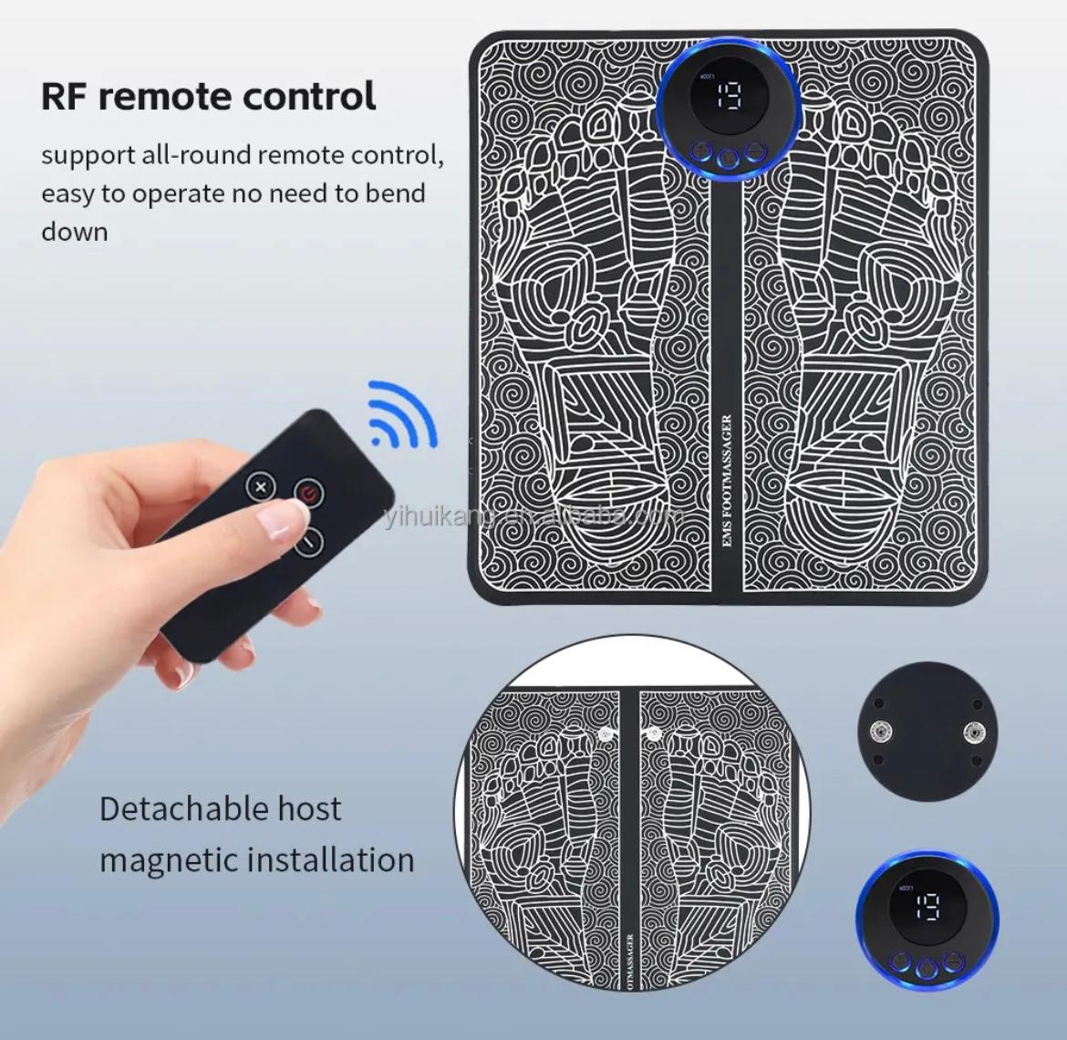 Paillasson EMS avec 4 pads et télécommande - 8 modes et 19 intensités - pliable