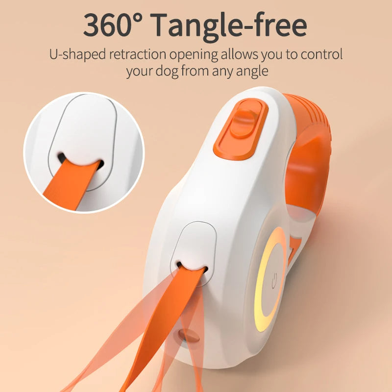 Corde de promenade rétractable et lumineuse pour chien