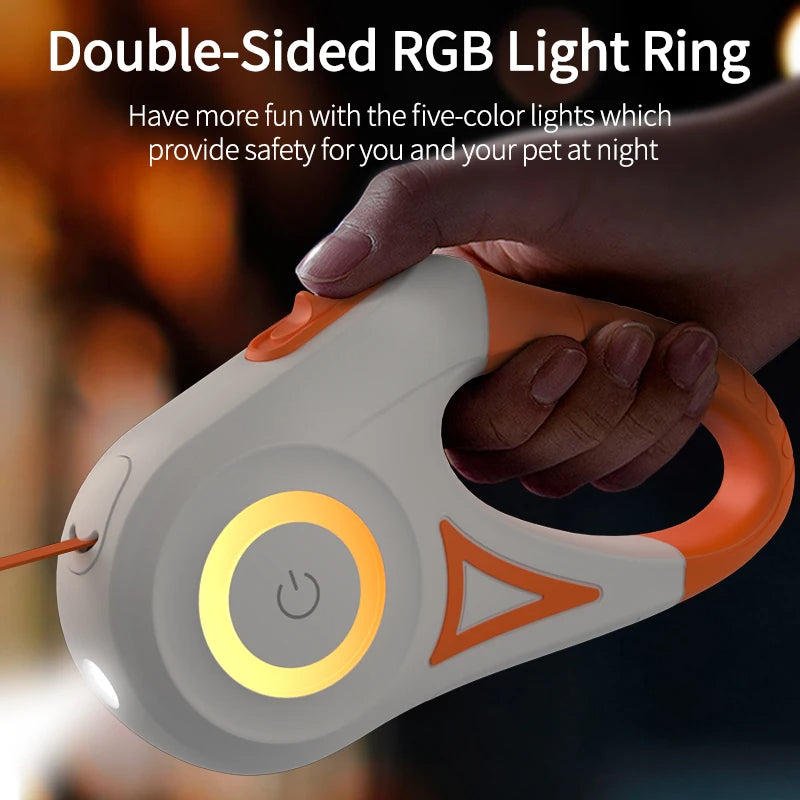 Corde de promenade rétractable et lumineuse pour chien